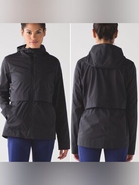 lululemon athletica Black Hooded running/ rain  Jacket